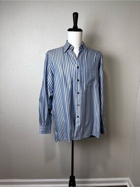 Ermenegildo Zegna Blue on Blue Stripe Dress Shirt Size L